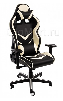 Офисное(компьютерное) кресло из искусственной кожи. Цвет черный/бежевый.
