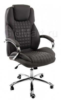 Офисное кресло из экокожи. Цвет темно-серый. 