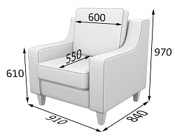 Кресло из набора мебели. Габаритные размеры.