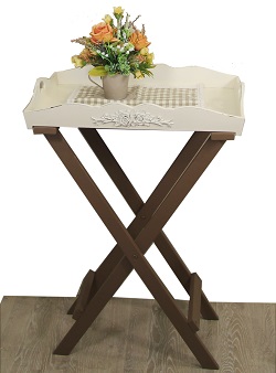 Складной столик из дерева. Цвета: состаренный белый и коричневый.