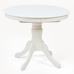 Обеденный раскладной стол из массива гевеи цвет кремовый.