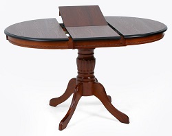 Обеденный раскладной стол из массива гевеи цвета эспрессо.