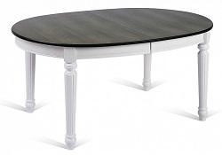 Овальный раскладной обеденный стол из массива дерева. Цвет: белый/дуб серо-коричневый.