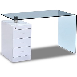 Письменный стол из стекла и МДФ. цвет белый.