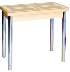 Стол со стеклянной столешницей.
Ножки: хром. металл.
Столешница: песочное стекло + белый дуб.