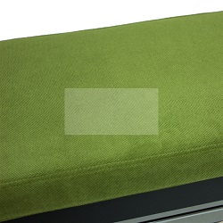 Банкетка с полками для обуви. Цвет каркаса: дуб шампань; цвет сиденья: зеленый.