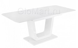 Белый стол со стеклянной столешницей
