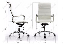 Компьютерное кресло на металлическом каркасе. Материал обивки - искусственная кожа. Цвета: белый, черный. Высота сиденья регулируется