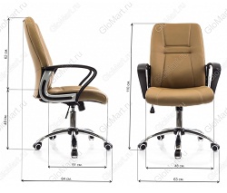 Компьютерное кресло из металла на роликах. Материал обивки - искусственная кожа. Цвета: серый, черный, бежевый. Высота сиденья регулируется