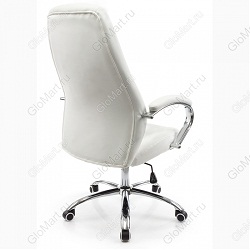 Кресло офисное компьютерное. Каркас из хромированного металла. Обивка из кожзама белого и черного цветов. Высота сиденья регулируется. На роликах