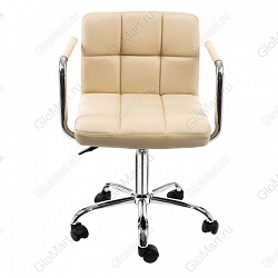 Компьютерный стул. Каркас и ножки металлические. Обивка из кожзама черного и бежевого цветов