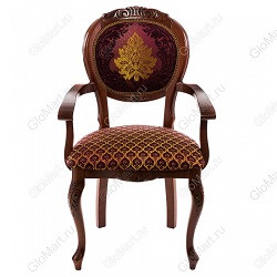 Кресло деревянное с обивкой из ткани с рисунком
