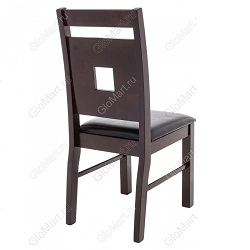 Деревянный стул из массива гевеи. Сиденье из кожзама. Цвет коричневый