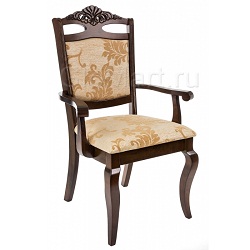 Кресло деревянное с обивкой из ткани. Сидение мягкое