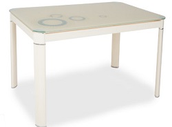Стеклянный нераскладной стол для кухни с геометрическим декором