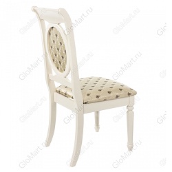 Деревянный стул. Сиденье мягкое с обивкой из ткани с рисунком. Цвет каркаса молочный
