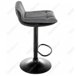 Барный стул из серого кожзама и металла, окрашенного в черный цвет