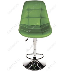 Барный стул из зеленого кожзама на металлической опоре