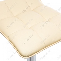 Барный стул на металлической стойке. Сиденье мягкое из бежевого кожзама