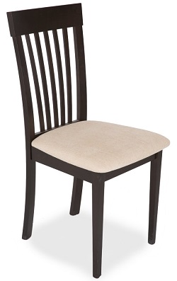 Деревянный стул. Цвет каркаса - темный орех, обивки - бежевый.