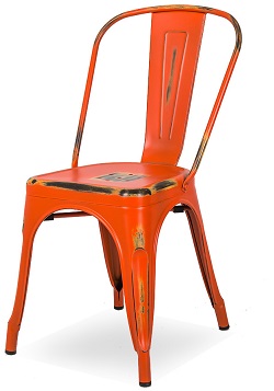 Оранжевый винтажный металлический стул.