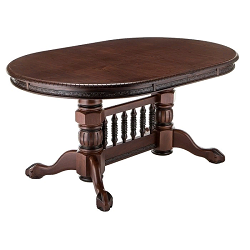 Обеденный раздвижной стол из дерева и МДФ. Цвет Орех с коричневой патиной