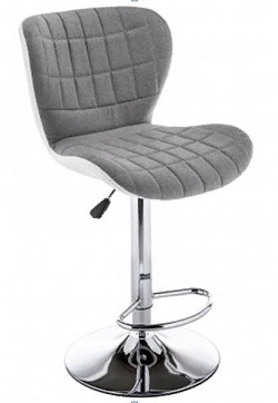 Мягкий барный стул с обивкой из ткани комбинированного - серого/белого цветов