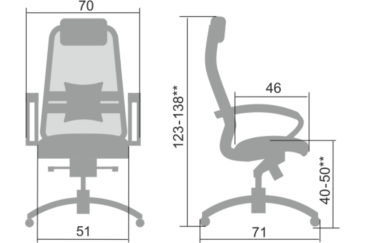 Эргономическое кресло с мягким сиденьем на металлическом каркасе, обивка сиденья кожа, спинка-сетчатая ткань черного цвета