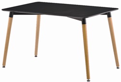 Прямоугольный стол из дерева и металла с черной столешницей