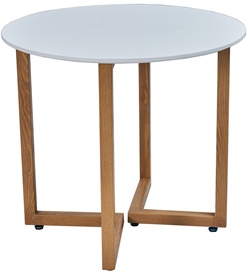 Круглый обеденный белый стол из стекла и дерева
