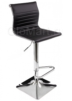 Барный стул с обивкой из кожзама черного цвета