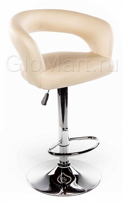 Мягкий барный стул с обивкой из кожзама бежевого цвета