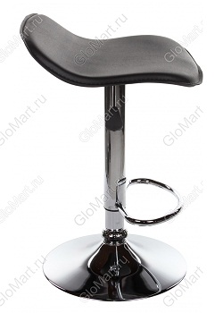 Мягкий барный стул без спинки с обивкой из черного кожзама