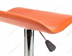 Мягкий барный стул без спинки с обивкой из оранжевого кожзама
