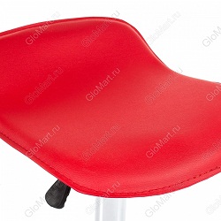 Мягкий барный стул без спинки с обивкой из красного кожзама