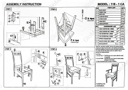 Кресло деревянное с обивкой из ткани. Схема сборки