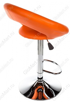 Барный стул на хромированной стойке. Обивка из оранжевого кожзама