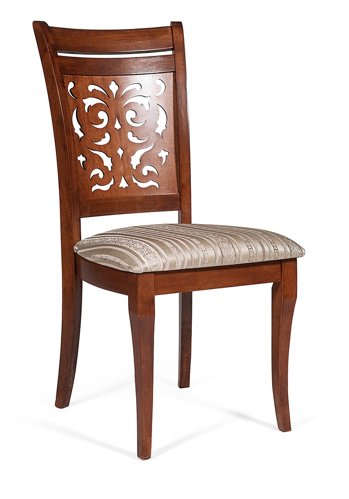 Мягкий деревянный стул с резной спинкой TC-72337 -   .