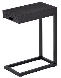 Приставной столик из металла с выдвижным ящиком. Цвет черный.