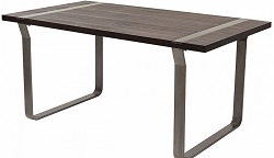 Обеденный нераскладной стол в современном стиле. Каркас цвета черное серебро. Шпон столешницы цвета темный орех.