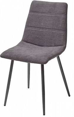 Мягкий стул на металлокаркасе с обивкой из ткани и поперечной строчкой на спинке.