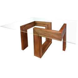 Кофейный стол из стекла и дерева