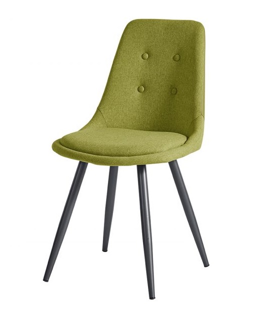 Мягкий стул на металлическом каркасе. Цвет обивки - зеленый