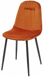 Мягкий стул на металлокаркасе с велюровой обивкой медного цвета. 