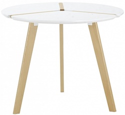 Круглый стол из дерева в современном стиле, столешница белая.