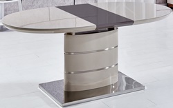 Овальный стол из МДФ и стекла цвет кремовый