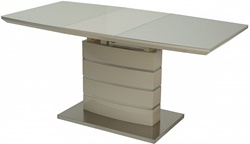 Прямоугольный раскладной стол из МДФ и стекла, цвет бежевый матовый