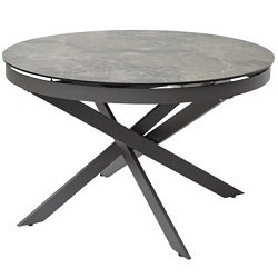 Круглый раскладной стол из стекла, керамики, мдф и металла
