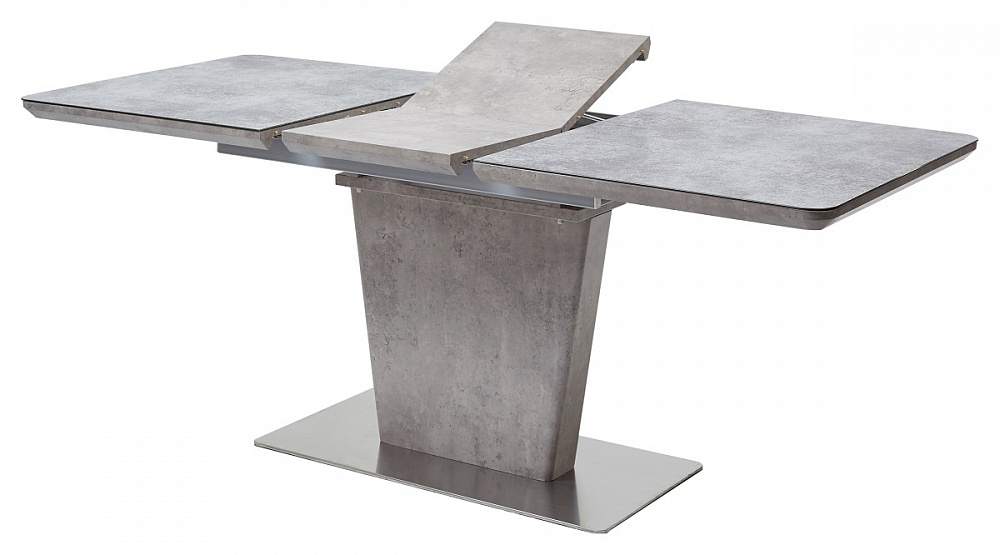 Раскладной прямоугольный обеденный стол из МДФ и стекла, цвет вулкано