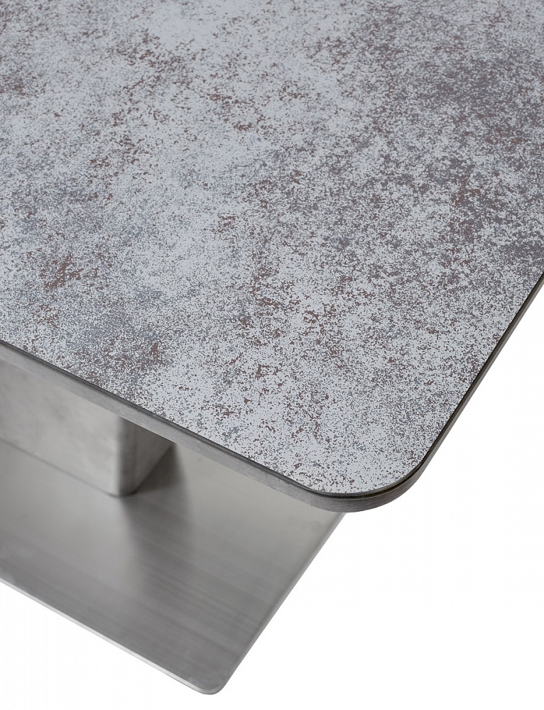 Раскладной прямоугольный обеденный стол из МДФ и стекла, цвет вулкано